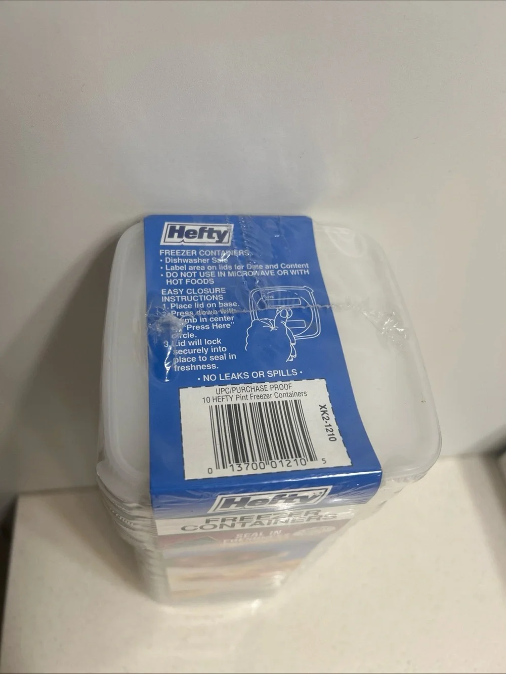 Hefty Freezer Pint Containers - White (10 Pack) NEW